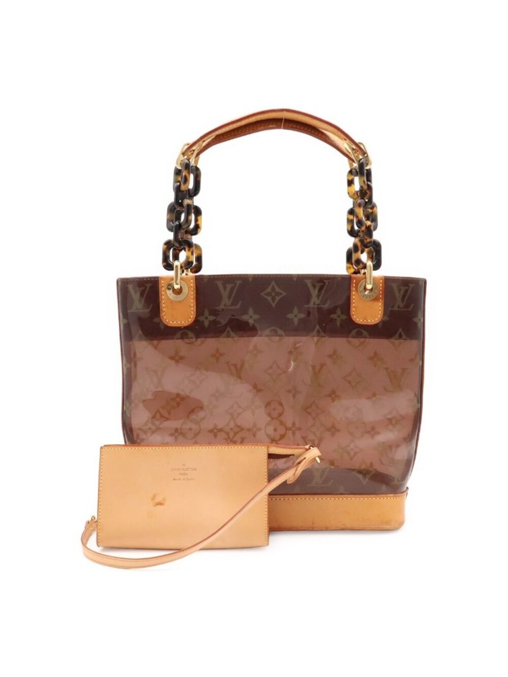 Louis Vuitton Monogram Vinyl Cabas Amble PM Tote Shoulder Bag with Plastic